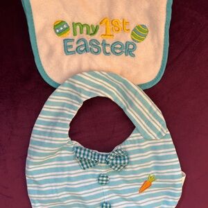 Easter Baby Bib Set - Blue and White